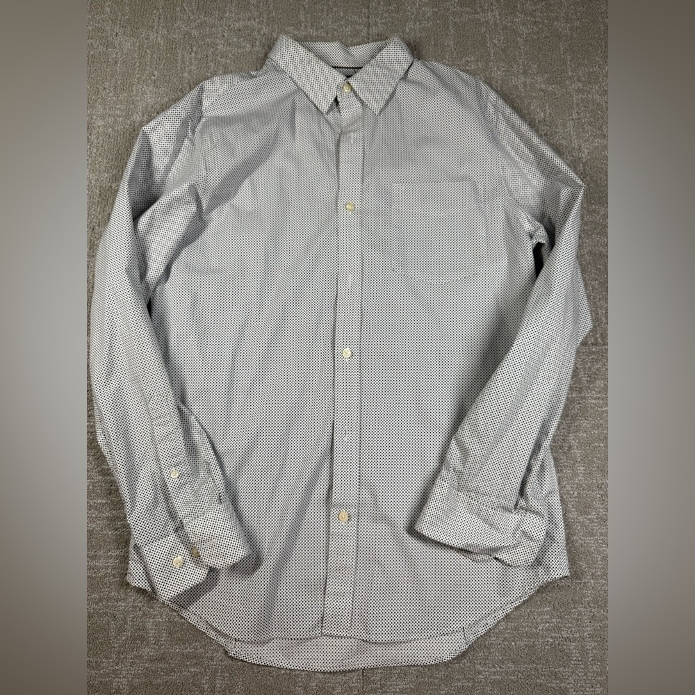 Banana Republic Non Iron Tailored Sim Fit Micro Polka Dot Dress Shirt Mens M